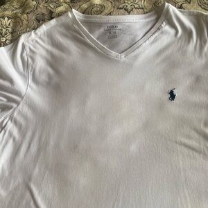Polo by Ralph Lauren Men's White V-Neck Tee